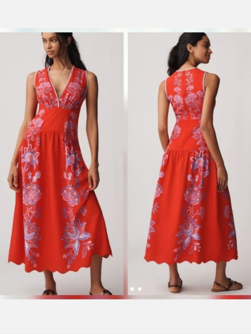 Farm Rio Red Linen Mididres